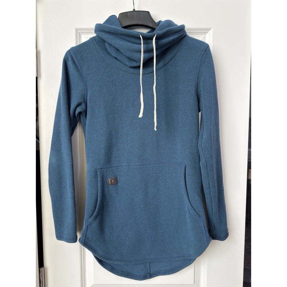 Deso Tallac Pullover Womens Small Blue Funnel Cowl Neck Fleece Sweater USA